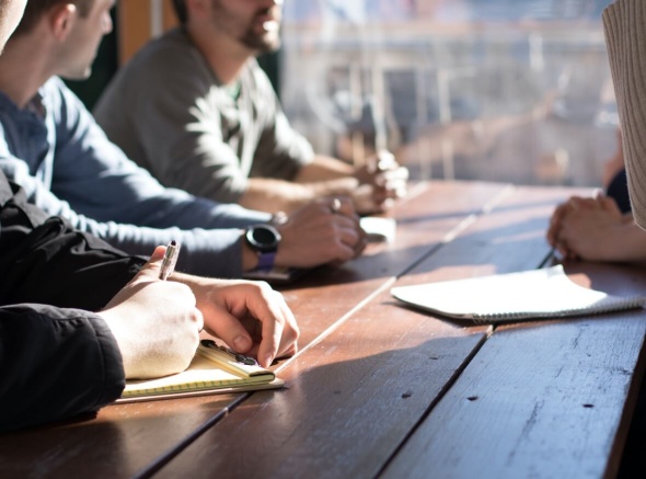 Business meeting around a table